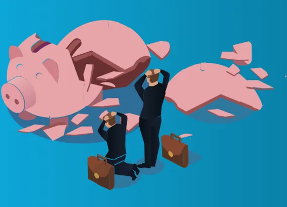 Broken piggy bank illustration