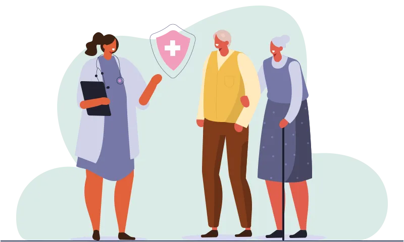 Elderly couple speaking with a doctor